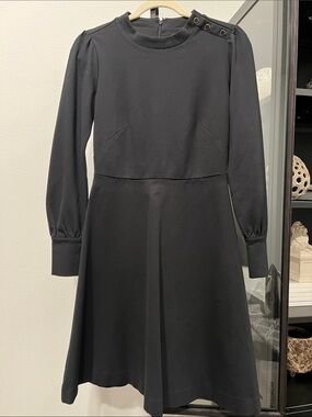 Ann Taylor - Classic Black Long Sleeve A-Line Dress, Heavy Knit